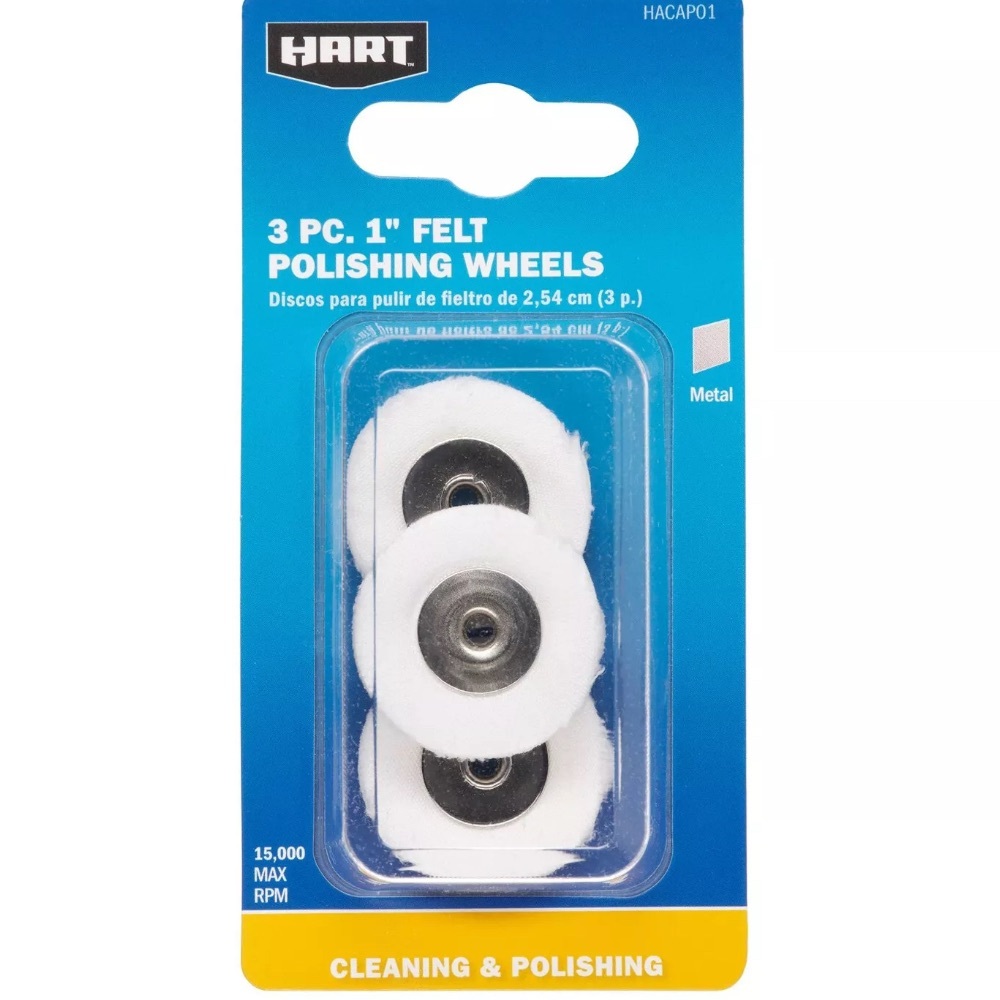 HART 3 PC.  1” Felt Polishing Wheels Rotary Accessory HACAP01